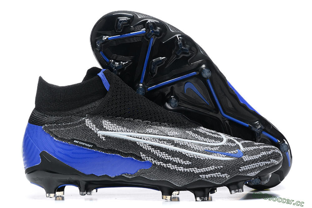 Men's Nike Phantom GX Elite DF Link FG Firm Ground High-Tops Football Boots - Black/White/Blue 2
