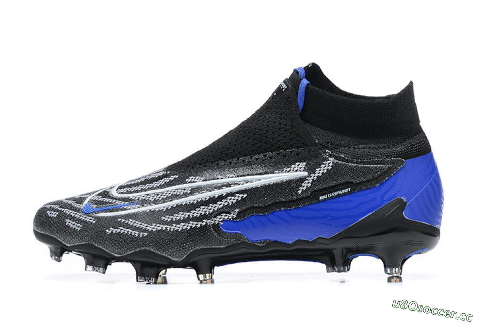 Men's Nike Phantom GX Elite DF Link FG Firm Ground High-Tops Football Boots - Black/White/Blue 0
