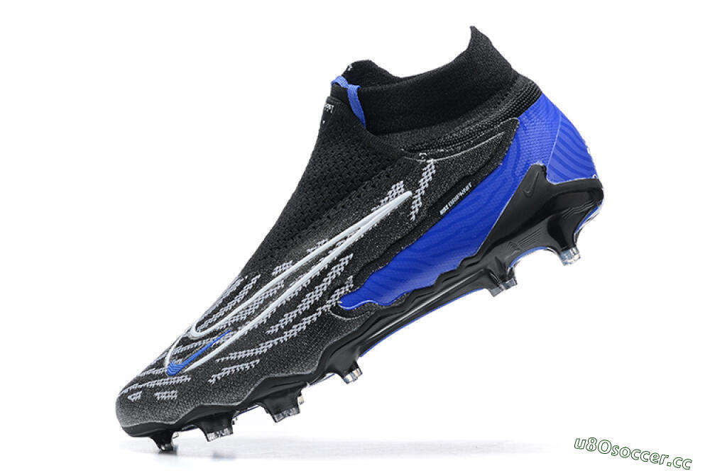 Men's Nike Phantom GX Elite DF Link FG Firm Ground High-Tops Football Boots - Black/White/Blue 7