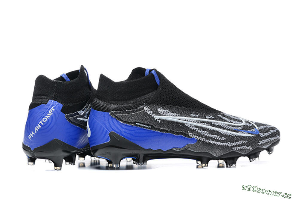 Men's Nike Phantom GX Elite DF Link FG Firm Ground High-Tops Football Boots - Black/White/Blue 8