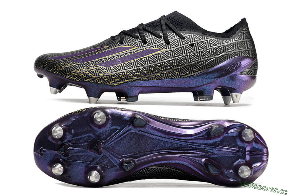 Men's Adidas X Speedportal.1 FG Firm Ground Low-Tops Football Boots - Black/Sliver/Purple 1