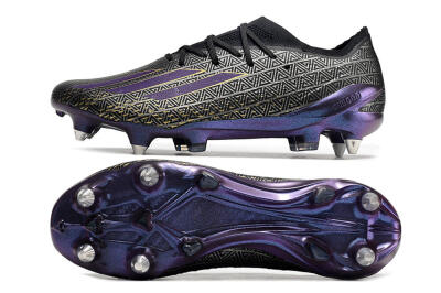 Men's Adidas X Speedportal.1 FG Firm Ground Low-Tops Football Boots - Black/Sliver/Purple