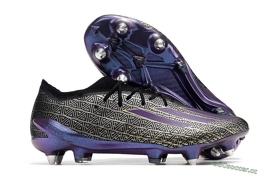Men's Adidas X Speedportal.1 FG Firm Ground Low-Tops Football Boots - Black/Sliver/Purple 2