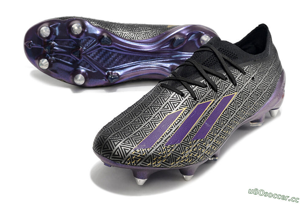 Men's Adidas X Speedportal.1 FG Firm Ground Low-Tops Football Boots - Black/Sliver/Purple 3