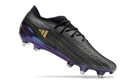 Men's Adidas X Speedportal.1 FG Firm Ground Low-Tops Football Boots - Black/Sliver/Purple