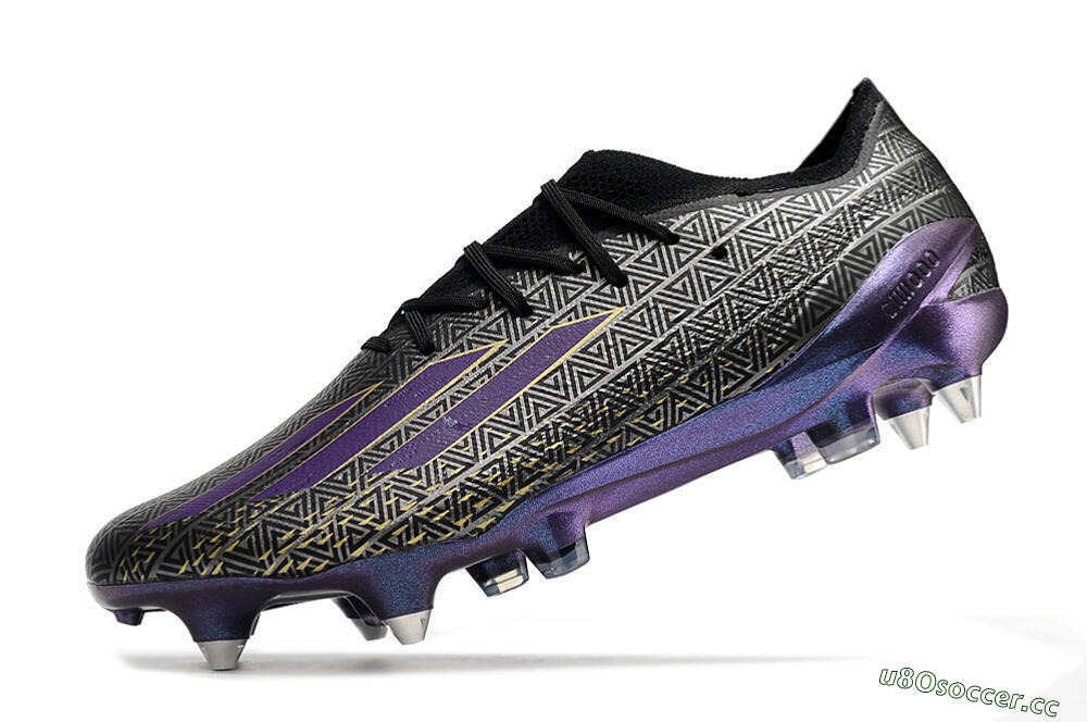 Men's Adidas X Speedportal.1 FG Firm Ground Low-Tops Football Boots - Black/Sliver/Purple 5