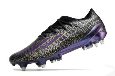 Men's Adidas X Speedportal.1 FG Firm Ground Low-Tops Football Boots - Black/Sliver/Purple