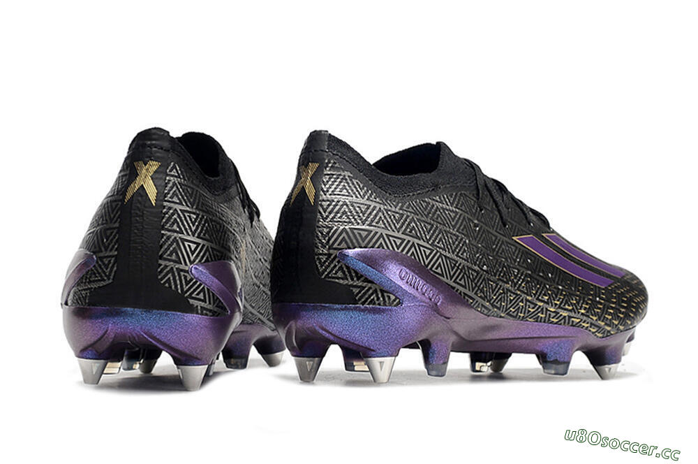 Men's Adidas X Speedportal.1 FG Firm Ground Low-Tops Football Boots - Black/Sliver/Purple 6