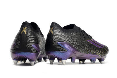 Men's Adidas X Speedportal.1 FG Firm Ground Low-Tops Football Boots - Black/Sliver/Purple