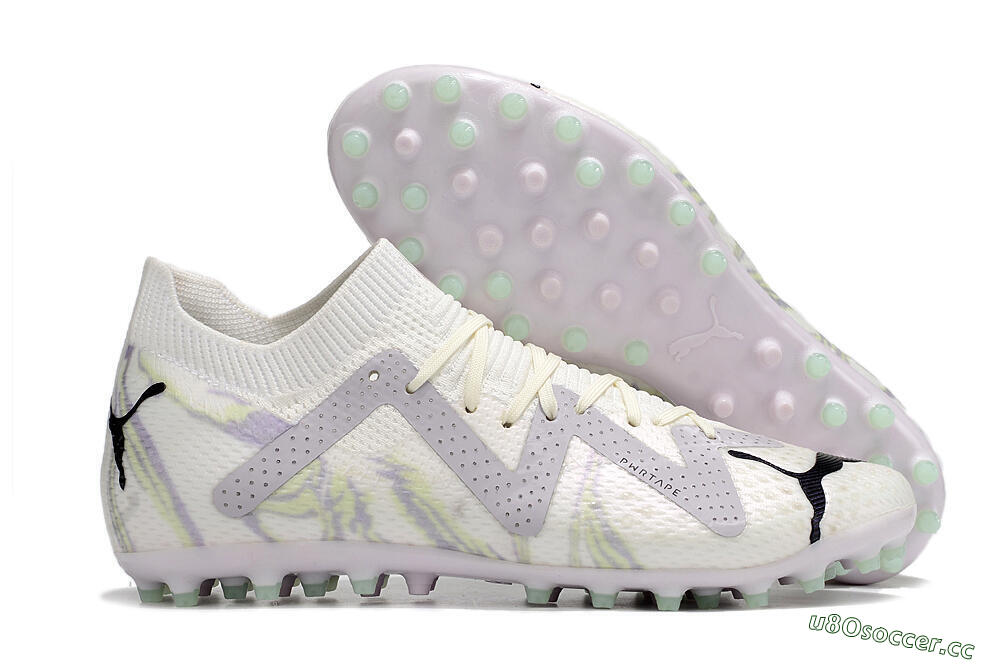 Men's Puma Future Ultimate AG Artificial Grass Low-Tops Football Boots - White/Grey 2