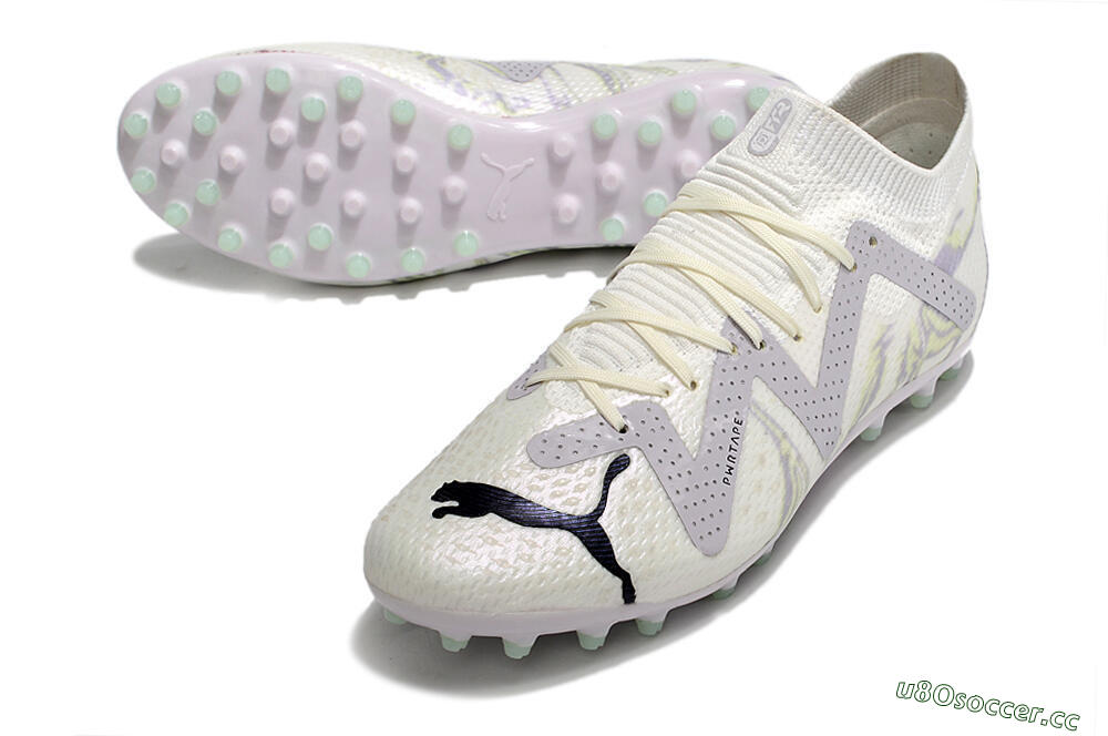 Men's Puma Future Ultimate AG Artificial Grass Low-Tops Football Boots - White/Grey 3