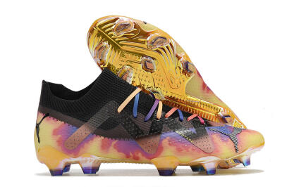 Men's Puma Future Ultimate FG Firm Ground Low-Tops Football Boots - Black/Purple/Yellow