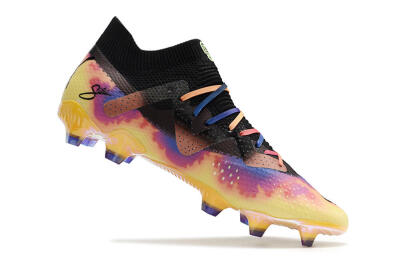 Men's Puma Future Ultimate FG Firm Ground Low-Tops Football Boots - Black/Purple/Yellow