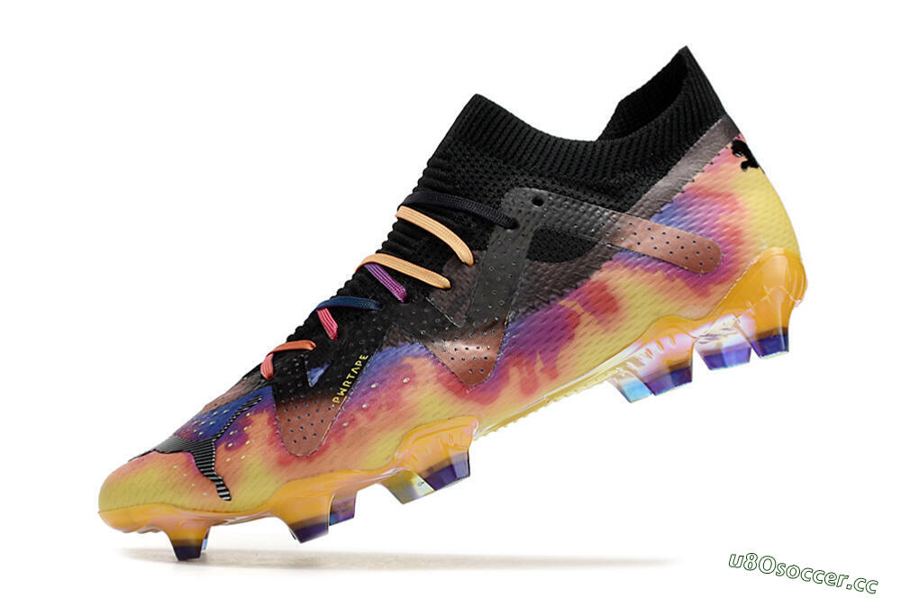 Men's Puma Future Ultimate FG Firm Ground Low-Tops Football Boots - Black/Purple/Yellow 5