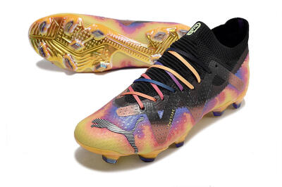 Men's Puma Future Ultimate FG Firm Ground Low-Tops Football Boots - Black/Purple/Yellow
