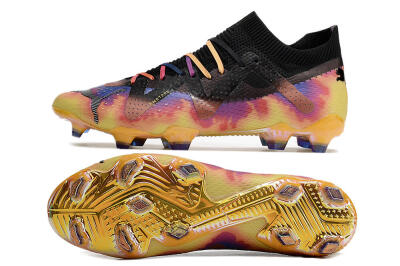 Men's Puma Future Ultimate FG Firm Ground Low-Tops Football Boots - Black/Purple/Yellow
