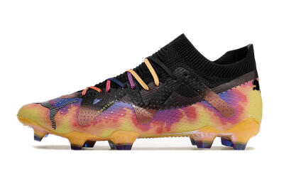 Men's Puma Future Ultimate FG Firm Ground Low-Tops Football Boots - Black/Purple/Yellow