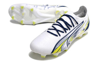 Men's Puma Ultra Ultimate FG Firm Ground Low-Tops Football Boots - White/Blue/Green