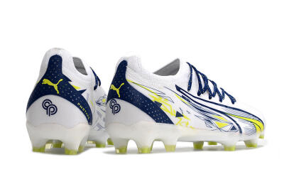 Men's Puma Ultra Ultimate FG Firm Ground Low-Tops Football Boots - White/Blue/Green