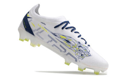 Men's Puma Ultra Ultimate FG Firm Ground Low-Tops Football Boots - White/Blue/Green