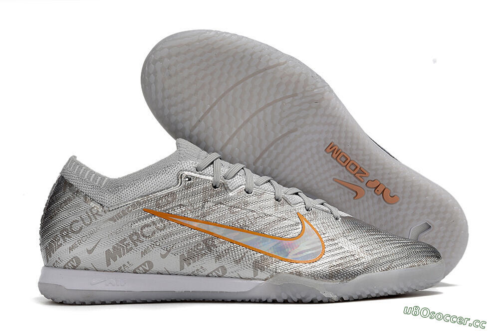 Men's Nike Air Zoom Mercurial Vapor 15 Elite IC Indoor & Futsal Low-Tops Football Shoes - Silver/Gold 2