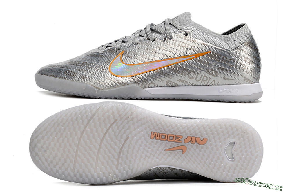 Men's Nike Air Zoom Mercurial Vapor 15 Elite IC Indoor & Futsal Low-Tops Football Shoes - Silver/Gold 1