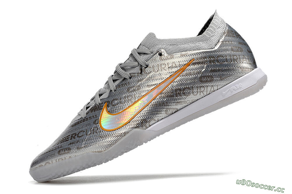 Men's Nike Air Zoom Mercurial Vapor 15 Elite IC Indoor & Futsal Low-Tops Football Shoes - Silver/Gold 5