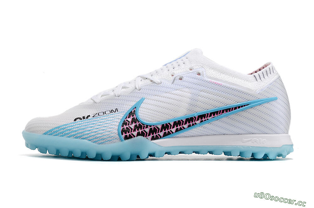 Men's Nike Air Zoom Mercurial Vapor 15 Elite TF Artificial Turf Low-Tops Football Shoes - White/Blue/Pink 0