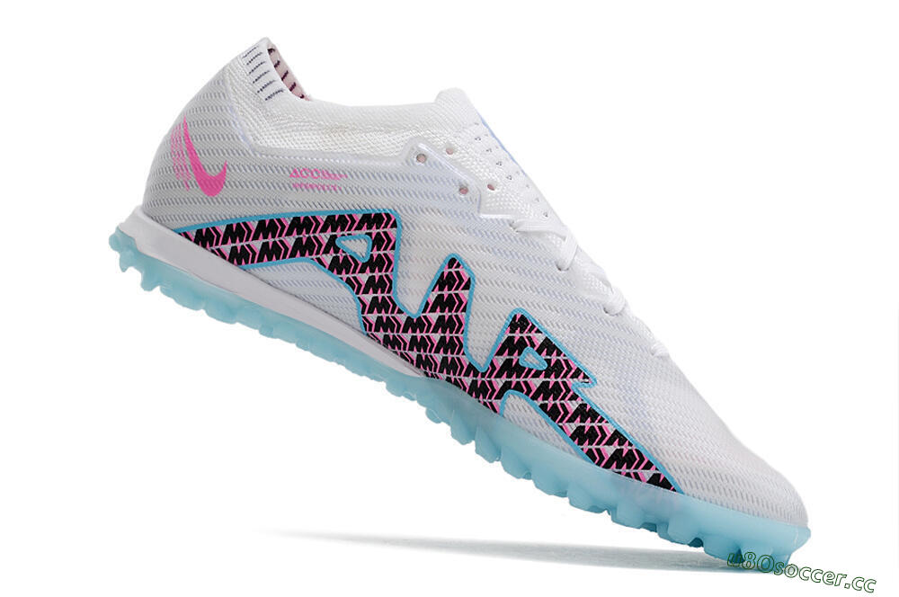 Men's Nike Air Zoom Mercurial Vapor 15 Elite TF Artificial Turf Low-Tops Football Shoes - White/Blue/Pink 4