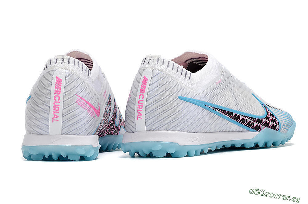 Men's Nike Air Zoom Mercurial Vapor 15 Elite TF Artificial Turf Low-Tops Football Shoes - White/Blue/Pink 6