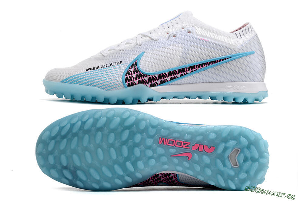 Men's Nike Air Zoom Mercurial Vapor 15 Elite TF Artificial Turf Low-Tops Football Shoes - White/Blue/Pink 1