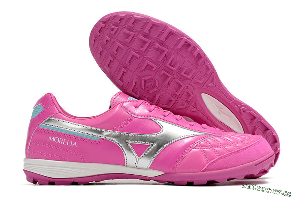 Men's Mizuno Morelia Sala Japn TF Artificial Turf Low-Tops Football Shoes - Pink/Silver 2