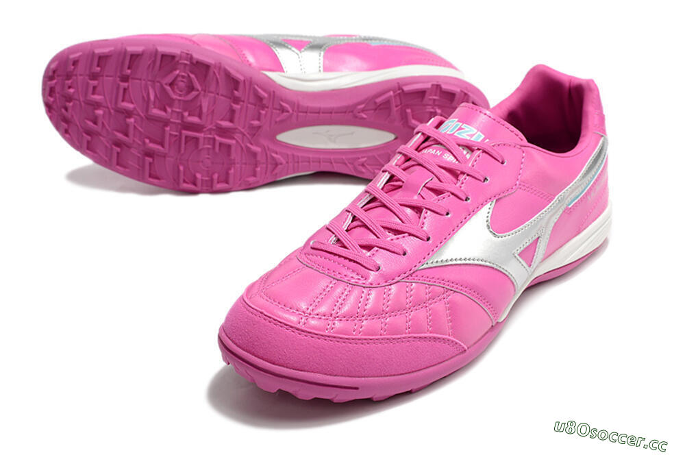 Men's Mizuno Morelia Sala Japn TF Artificial Turf Low-Tops Football Shoes - Pink/Silver 3