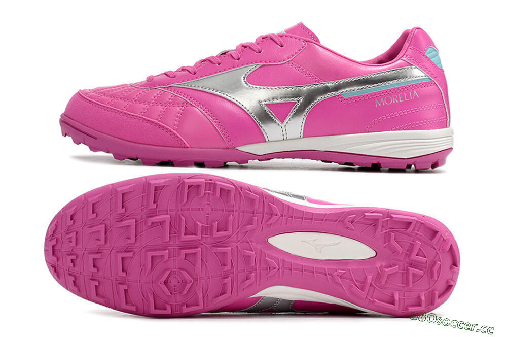 Men's Mizuno Morelia Sala Japn TF Artificial Turf Low-Tops Football Shoes - Pink/Silver 1