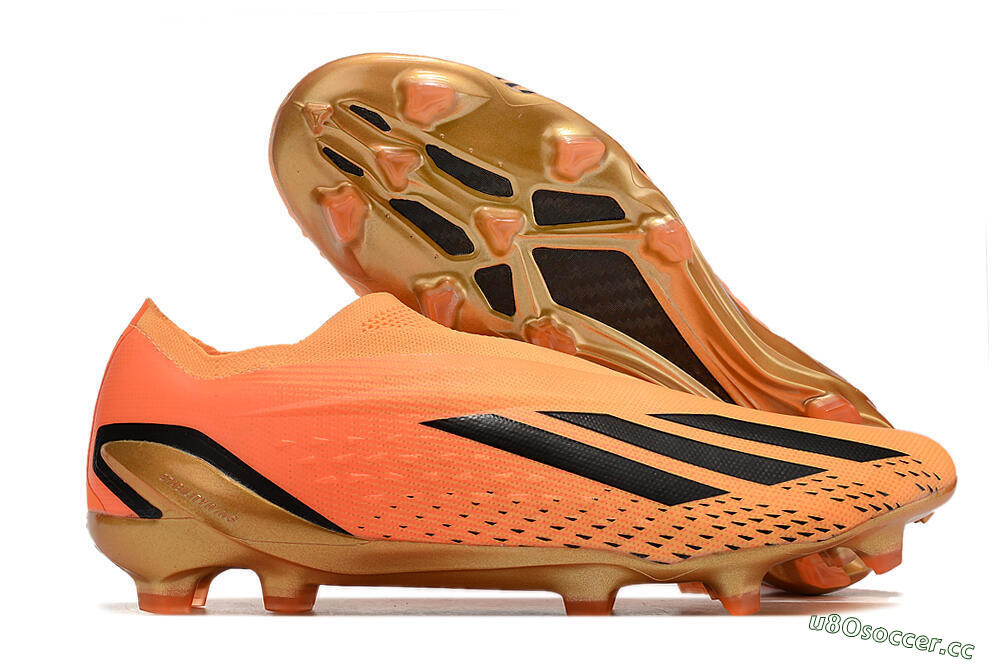 Men's Adidas X Speedportal+ FG Firm Ground Low-Tops Football Boots - Orange/Black/Gold 2