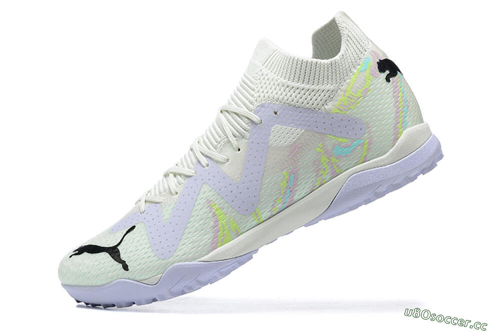 Men's Puma Future Ultimate TF Artificial Turf Low-Tops Football Shoes - White/Yellow/Purple/Black 7