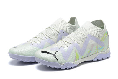 Men's Puma Future Ultimate TF Artificial Turf Low-Tops Football Shoes - White/Yellow/Purple/Black