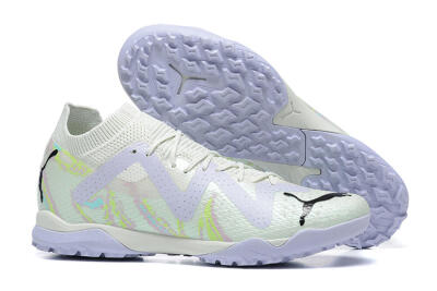 Men's Puma Future Ultimate TF Artificial Turf Low-Tops Football Shoes - White/Yellow/Purple/Black