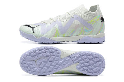 Men's Puma Future Ultimate TF Artificial Turf Low-Tops Football Shoes - White/Yellow/Purple/Black