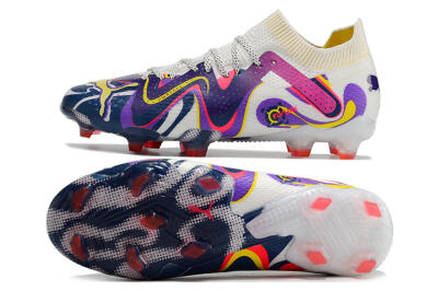 Men's Puma Future Ultimate FG Firm Ground Low-Tops Football Boots - White/Rainbow