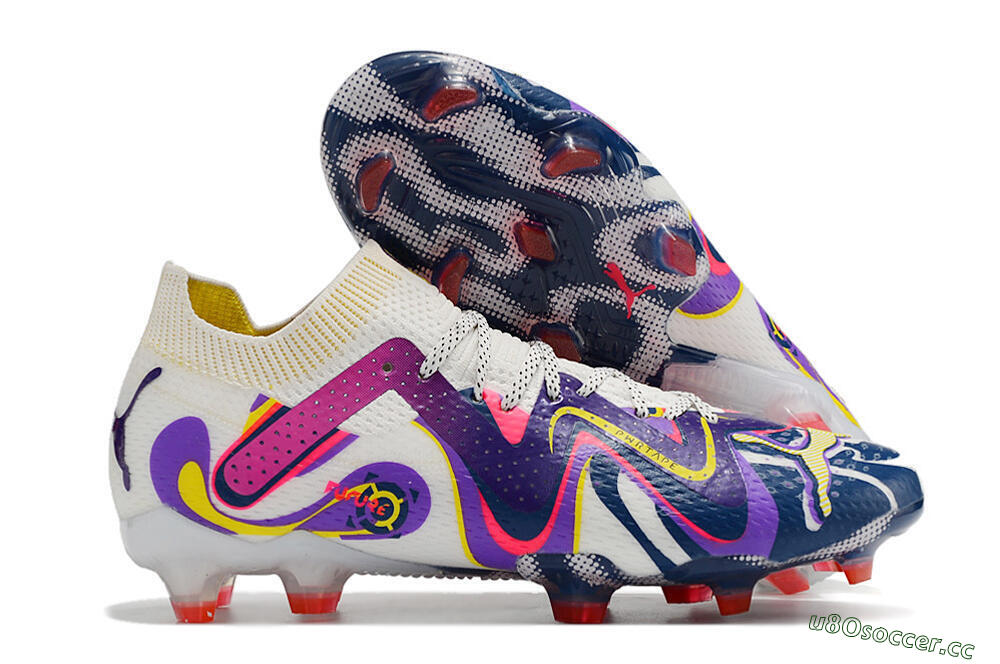 Men's Puma Future Ultimate FG Firm Ground Low-Tops Football Boots - White/Rainbow 2