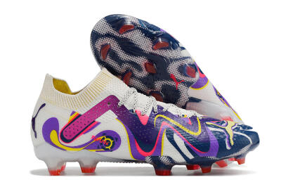 Men's Puma Future Ultimate FG Firm Ground Low-Tops Football Boots - White/Rainbow