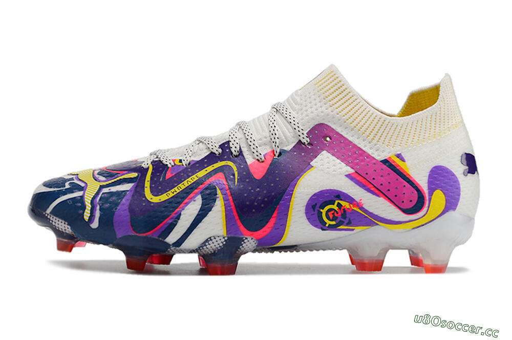 Men's Puma Future Ultimate FG Firm Ground Low-Tops Football Boots - White/Rainbow 0