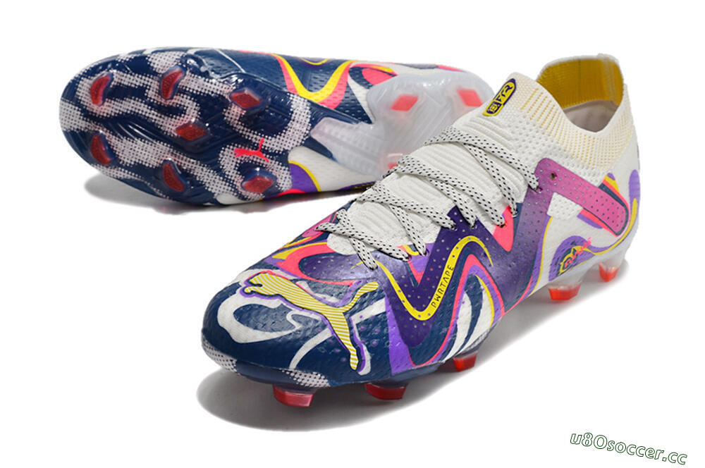 Men's Puma Future Ultimate FG Firm Ground Low-Tops Football Boots - White/Rainbow 3
