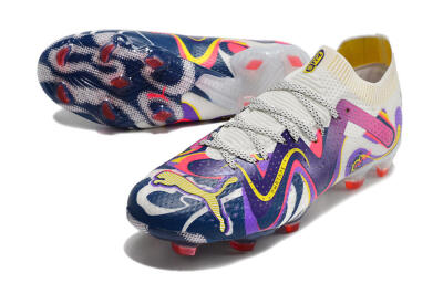 Men's Puma Future Ultimate FG Firm Ground Low-Tops Football Boots - White/Rainbow