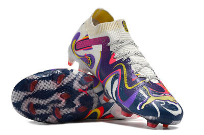 Men's Puma Future Ultimate FG Firm Ground Low-Tops Football Boots - White/Rainbow