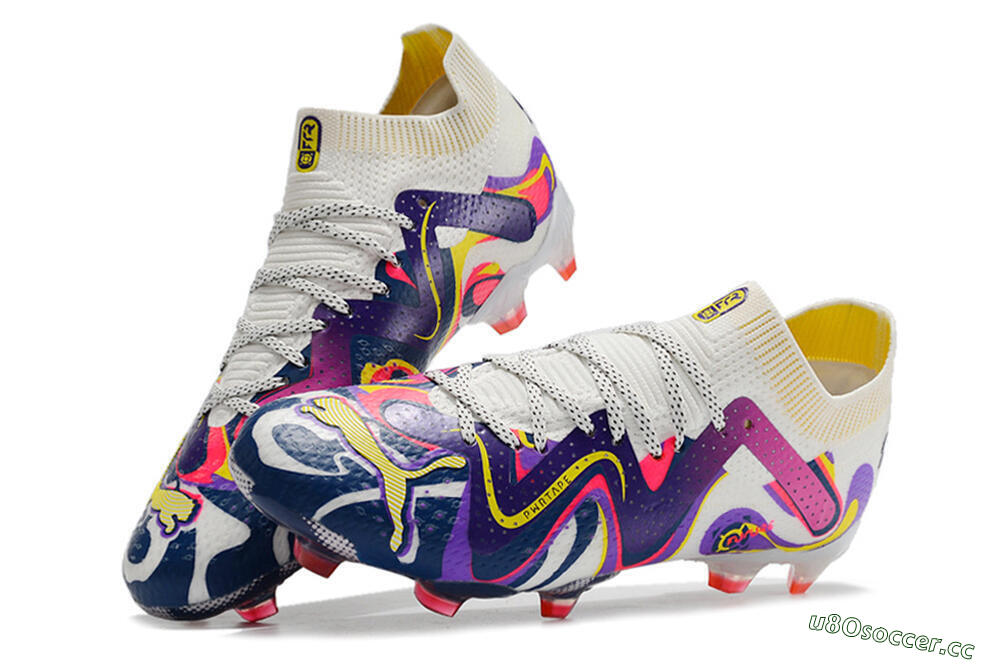 Men's Puma Future Ultimate FG Firm Ground Low-Tops Football Boots - White/Rainbow 5
