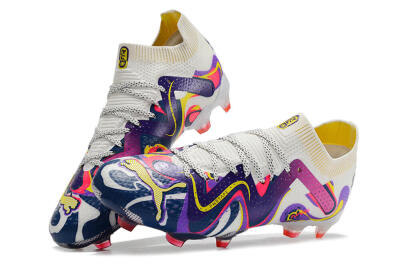 Men's Puma Future Ultimate FG Firm Ground Low-Tops Football Boots - White/Rainbow