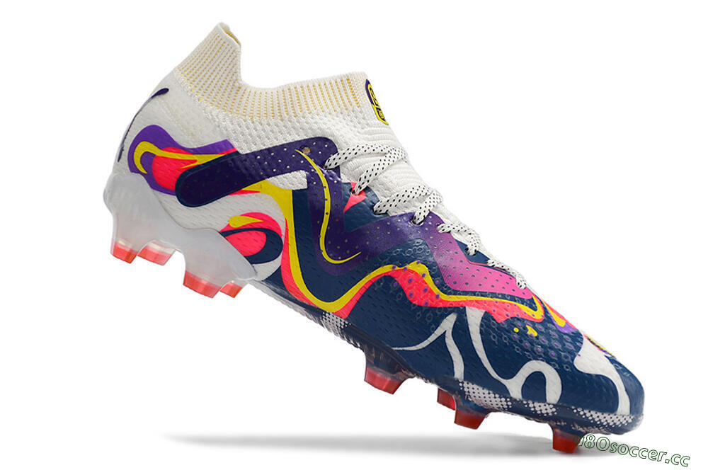 Men's Puma Future Ultimate FG Firm Ground Low-Tops Football Boots - White/Rainbow 6