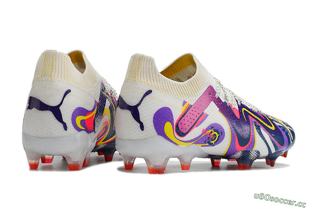 Men's Puma Future Ultimate FG Firm Ground Low-Tops Football Boots - White/Rainbow 8